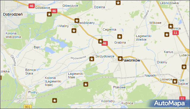 mapa Skrzydłowice, Skrzydłowice na mapie Targeo