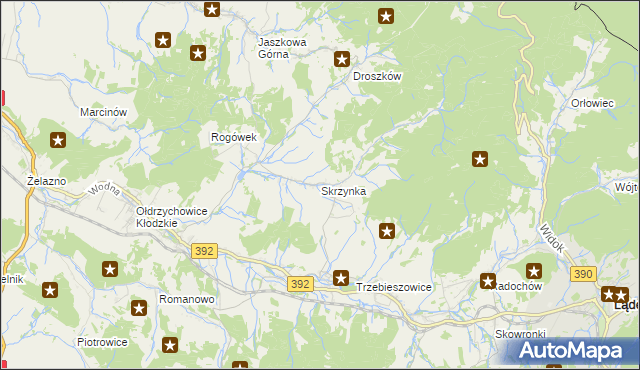 mapa Skrzynka gmina Lądek-Zdrój, Skrzynka gmina Lądek-Zdrój na mapie Targeo
