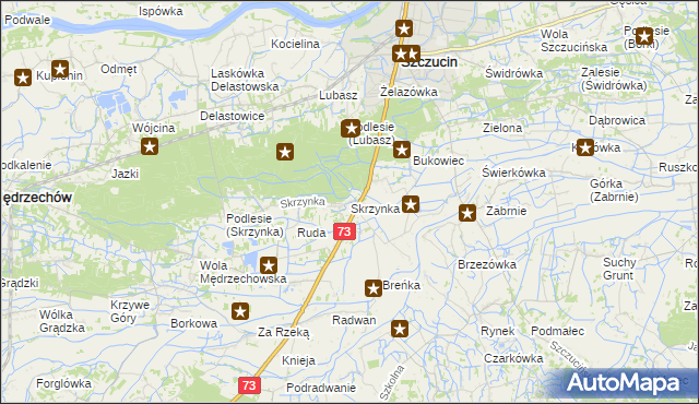 mapa Skrzynka gmina Szczucin, Skrzynka gmina Szczucin na mapie Targeo