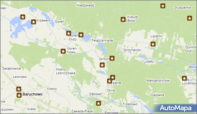 mapa Skrzynki gmina Baruchowo, Skrzynki gmina Baruchowo na mapie Targeo