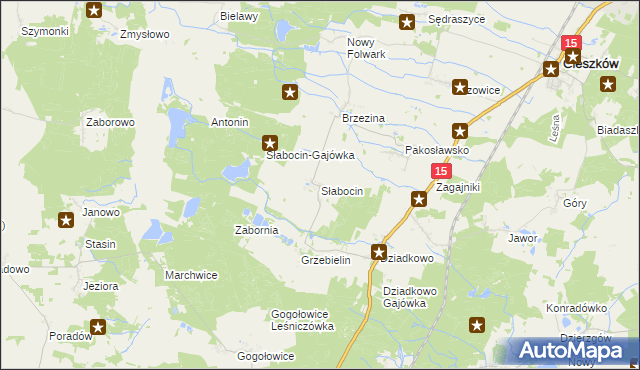mapa Słabocin, Słabocin na mapie Targeo