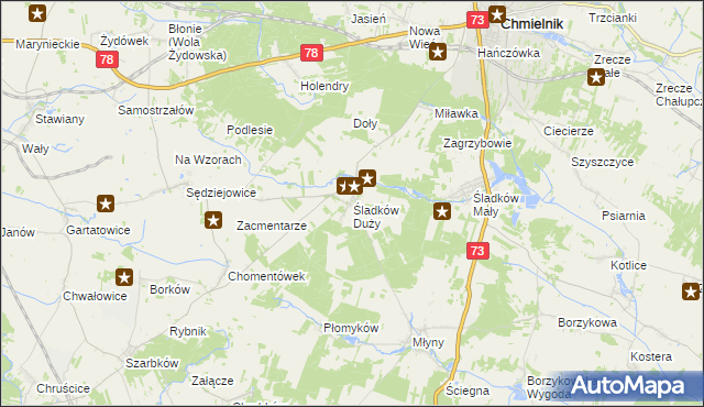 mapa Śladków Duży, Śladków Duży na mapie Targeo