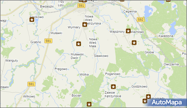 mapa Sławkowo gmina Kętrzyn, Sławkowo gmina Kętrzyn na mapie Targeo