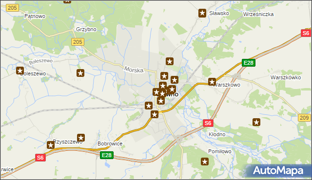 mapa Sławno, Sławno na mapie Targeo