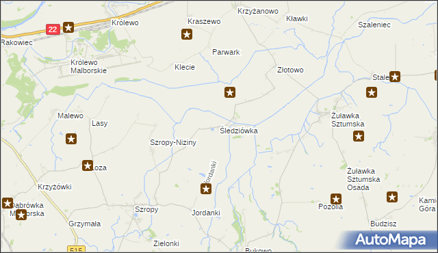 mapa Śledziówka gmina Stary Targ, Śledziówka gmina Stary Targ na mapie Targeo