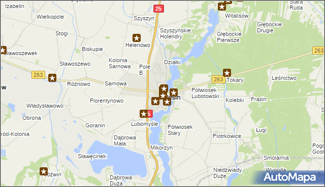 mapa Ślesin powiat koniński, Ślesin powiat koniński na mapie Targeo