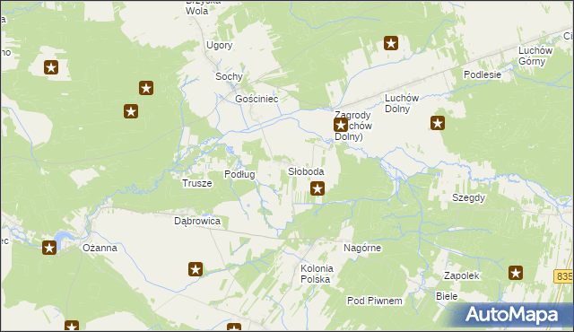 mapa Słoboda gmina Kuryłówka, Słoboda gmina Kuryłówka na mapie Targeo