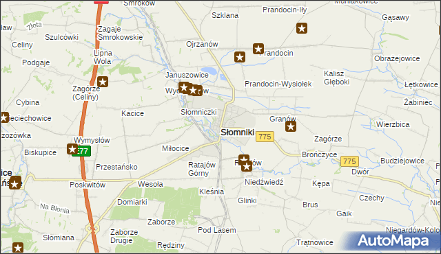 mapa Słomniki, Słomniki na mapie Targeo
