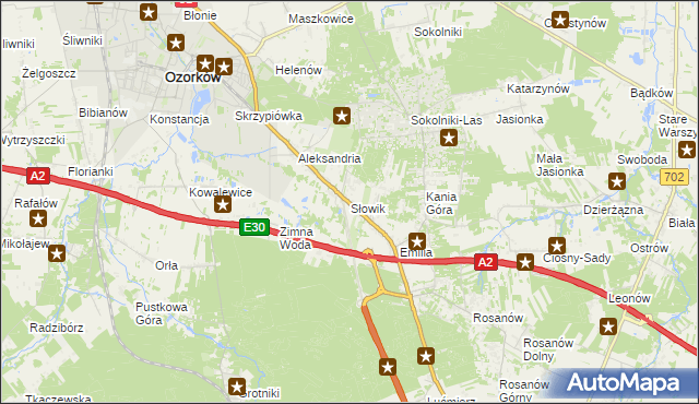 mapa Słowik gmina Zgierz, Słowik gmina Zgierz na mapie Targeo