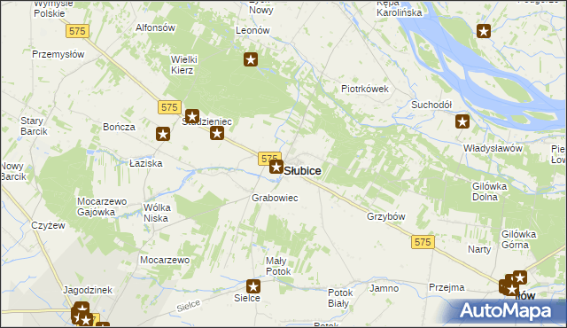 mapa Słubice powiat płocki, Słubice powiat płocki na mapie Targeo