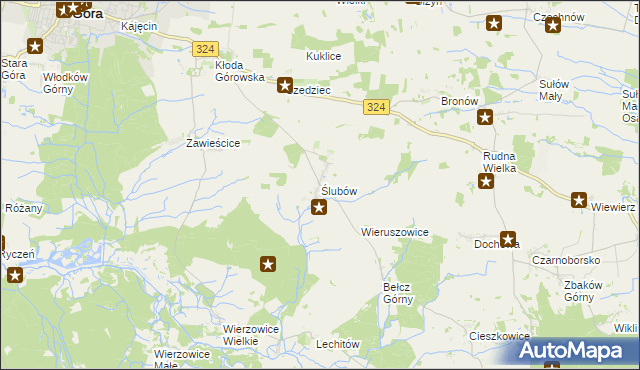 mapa Ślubów gmina Góra, Ślubów gmina Góra na mapie Targeo