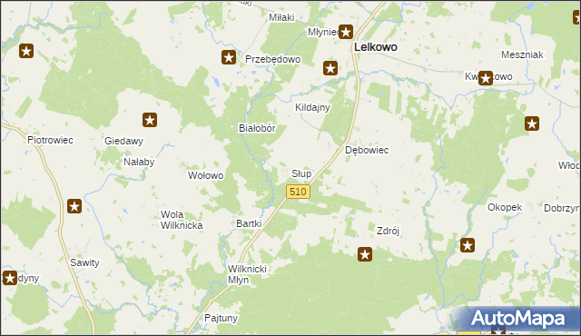 mapa Słup gmina Lelkowo, Słup gmina Lelkowo na mapie Targeo