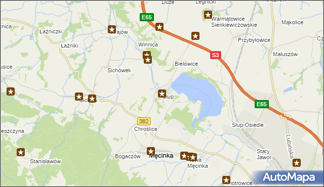 mapa Słup gmina Męcinka, Słup gmina Męcinka na mapie Targeo