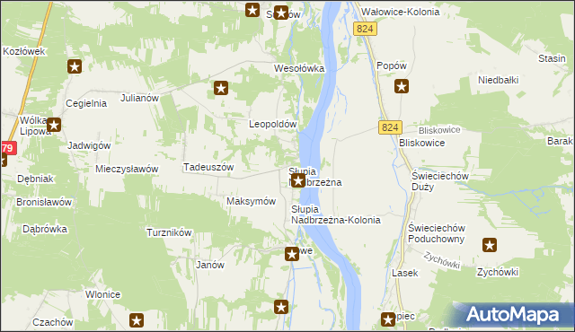 mapa Słupia Nadbrzeżna, Słupia Nadbrzeżna na mapie Targeo