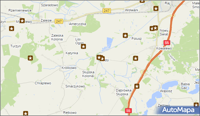 mapa Słupy gmina Szubin, Słupy gmina Szubin na mapie Targeo