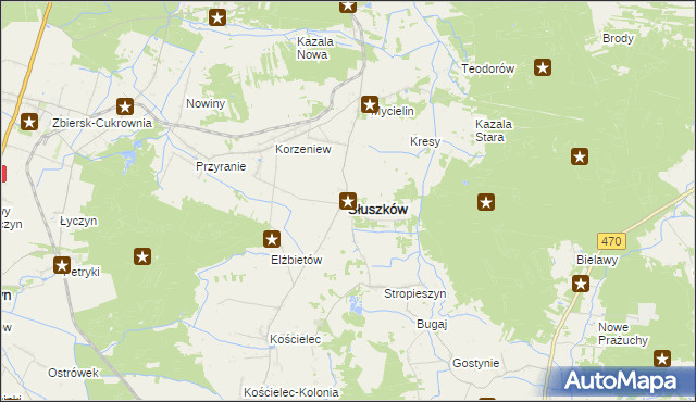 mapa Słuszków, Słuszków na mapie Targeo