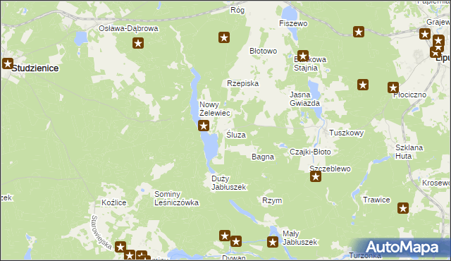mapa Śluza gmina Lipusz, Śluza gmina Lipusz na mapie Targeo