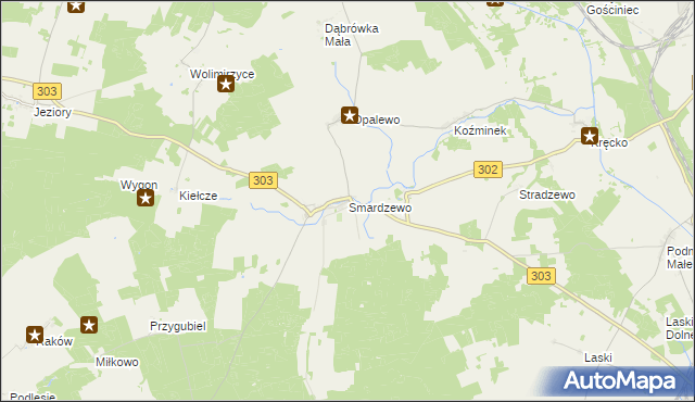 mapa Smardzewo gmina Szczaniec, Smardzewo gmina Szczaniec na mapie Targeo