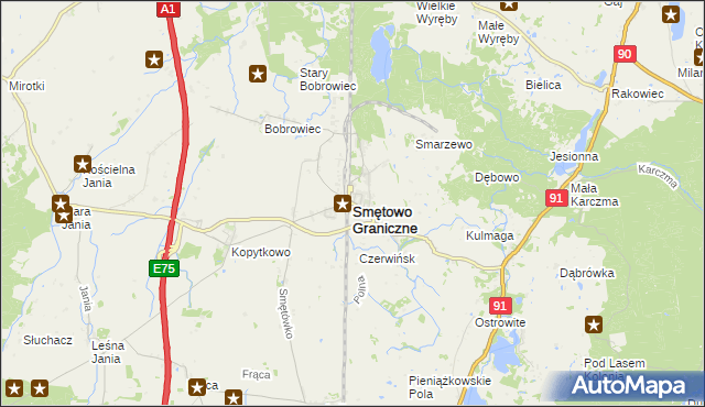 mapa Smętowo Graniczne, Smętowo Graniczne na mapie Targeo