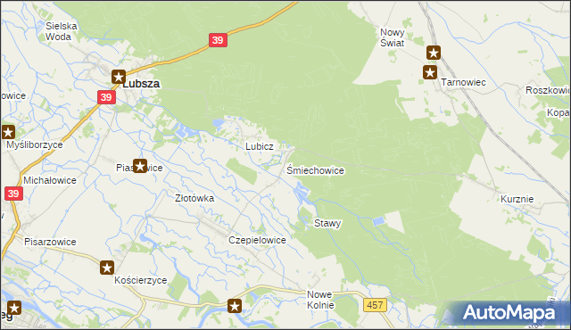 mapa Śmiechowice gmina Lubsza, Śmiechowice gmina Lubsza na mapie Targeo
