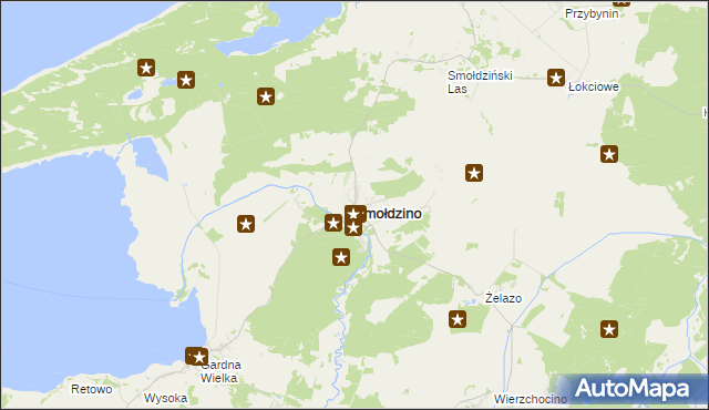 mapa Smołdzino powiat słupski, Smołdzino powiat słupski na mapie Targeo