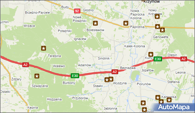 mapa Smólnik gmina Krzymów, Smólnik gmina Krzymów na mapie Targeo