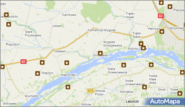 mapa Smoszewo, Smoszewo na mapie Targeo