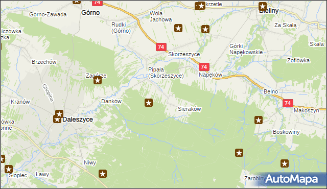 mapa Smyków gmina Daleszyce, Smyków gmina Daleszyce na mapie Targeo