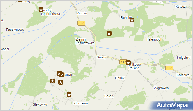 mapa Śniaty gmina Wielichowo, Śniaty gmina Wielichowo na mapie Targeo