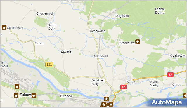 mapa Sobczyce, Sobczyce na mapie Targeo