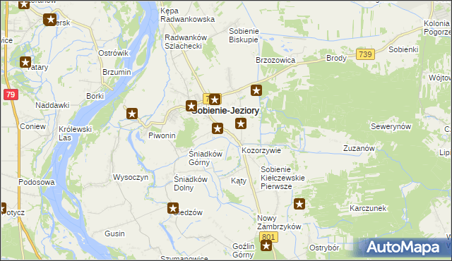 mapa Sobienie Kiełczewskie Drugie, Sobienie Kiełczewskie Drugie na mapie Targeo