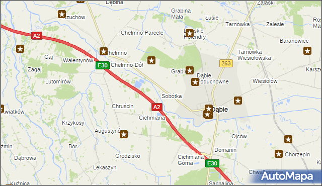 mapa Sobótka gmina Dąbie, Sobótka gmina Dąbie na mapie Targeo