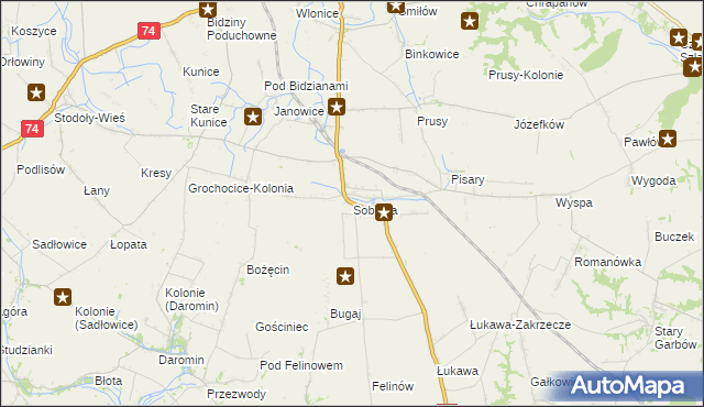 mapa Sobótka gmina Ożarów, Sobótka gmina Ożarów na mapie Targeo