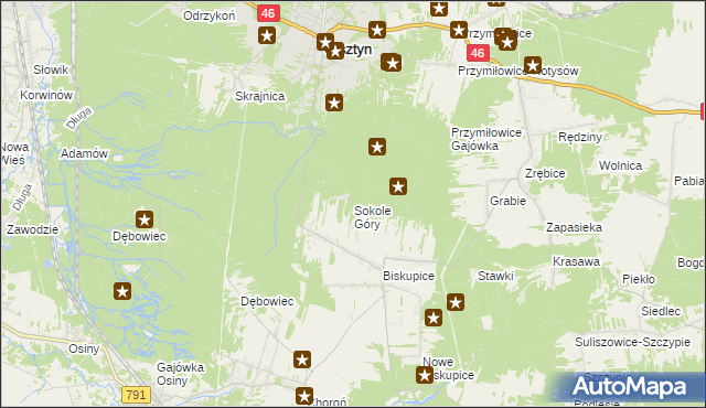 mapa Sokole Góry, Sokole Góry na mapie Targeo