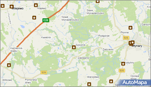 mapa Sokolnik gmina Młynary, Sokolnik gmina Młynary na mapie Targeo