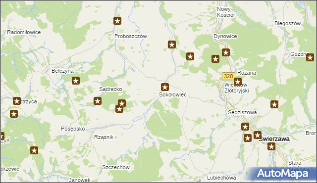 mapa Sokołowiec, Sokołowiec na mapie Targeo