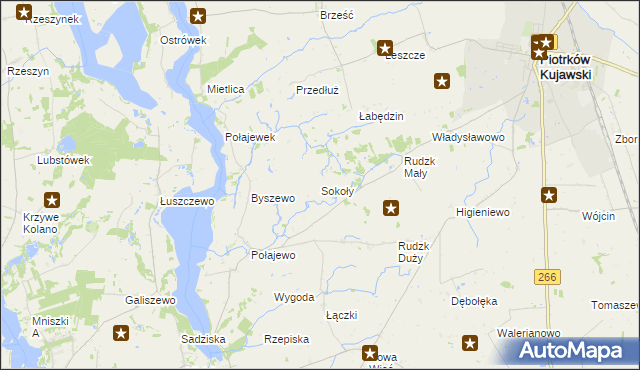 mapa Sokoły gmina Piotrków Kujawski, Sokoły gmina Piotrków Kujawski na mapie Targeo