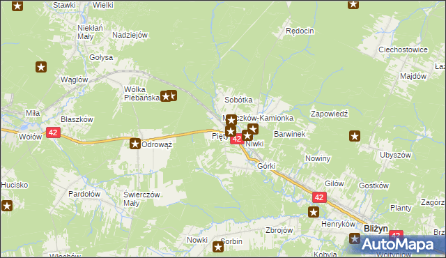 mapa Sołtyków gmina Bliżyn, Sołtyków gmina Bliżyn na mapie Targeo
