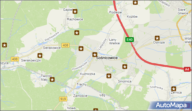 mapa Sośnicowice, Sośnicowice na mapie Targeo