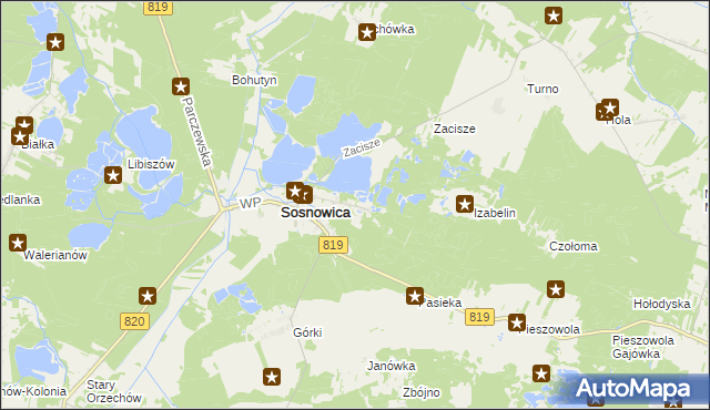 mapa Sosnowica-Dwór, Sosnowica-Dwór na mapie Targeo