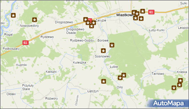 mapa Sosnowiec gmina Miastkowo, Sosnowiec gmina Miastkowo na mapie Targeo