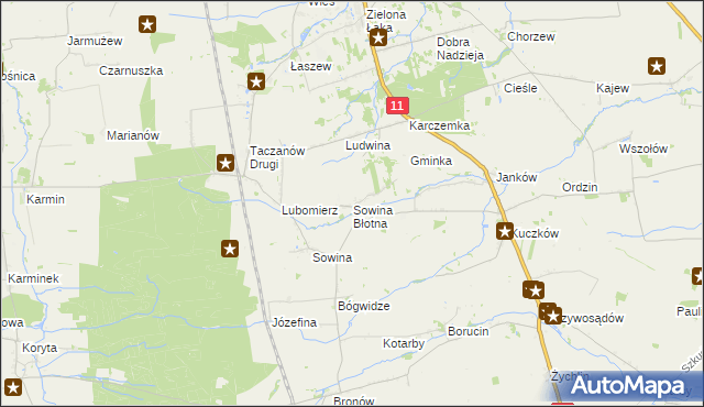 mapa Sowina Błotna, Sowina Błotna na mapie Targeo