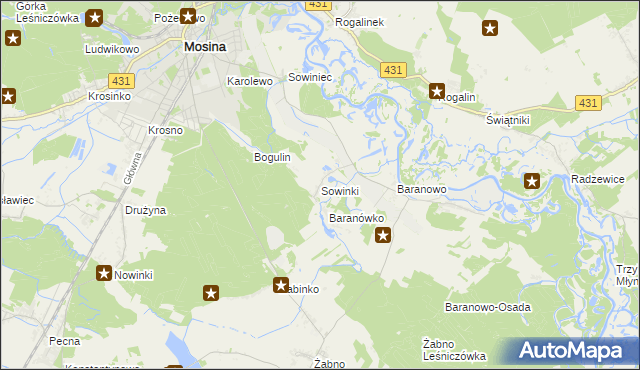 mapa Sowinki, Sowinki na mapie Targeo