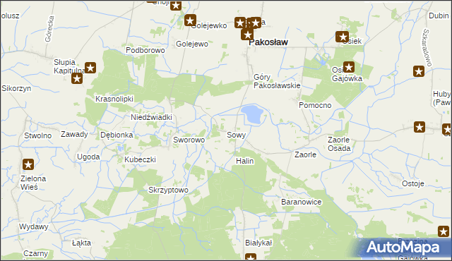 mapa Sowy gmina Pakosław, Sowy gmina Pakosław na mapie Targeo