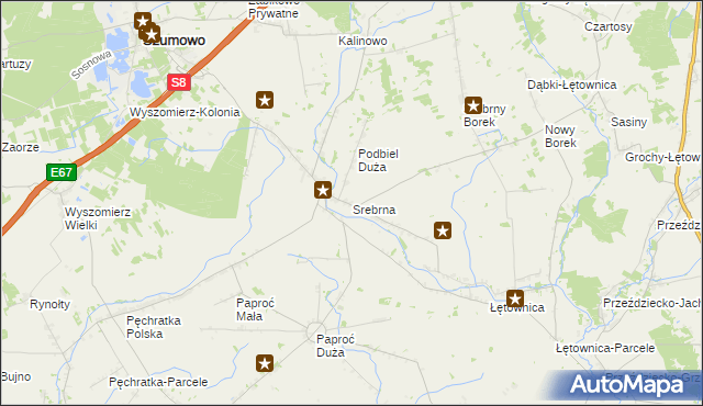 mapa Srebrna gmina Szumowo, Srebrna gmina Szumowo na mapie Targeo