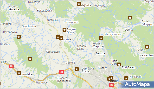 mapa Srogów Dolny, Srogów Dolny na mapie Targeo