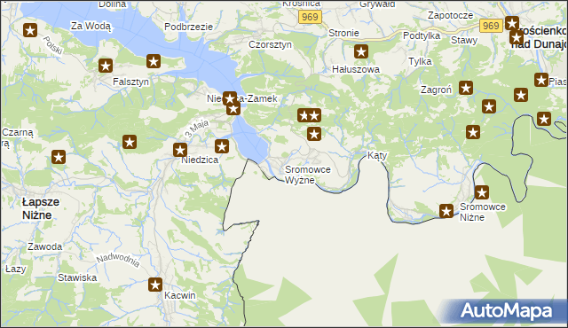 mapa Sromowce Wyżne, Sromowce Wyżne na mapie Targeo