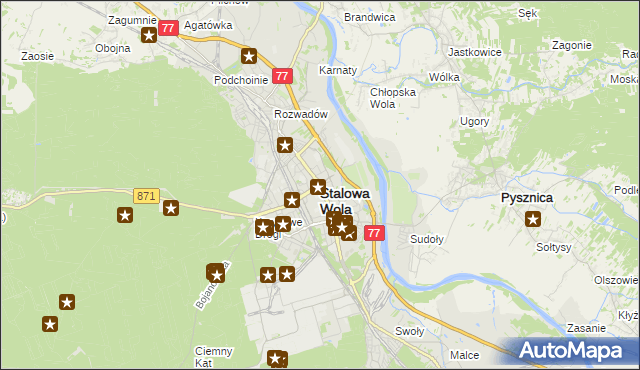 mapa Stalowa Wola, Stalowa Wola na mapie Targeo