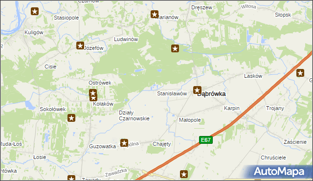 mapa Stanisławów gmina Dąbrówka, Stanisławów gmina Dąbrówka na mapie Targeo