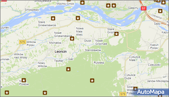 mapa Stanisławów gmina Leoncin, Stanisławów gmina Leoncin na mapie Targeo
